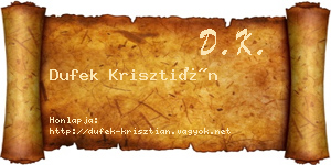 Dufek Krisztián névjegykártya